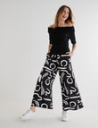 Whistle Swirl Print Tie Waist Printed Culotte, Black product photo View 03 S