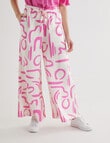 Whistle Swirl Print Tie Waist Printed Culotte, Pink & White product photo