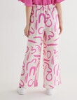 Whistle Swirl Print Tie Waist Printed Culotte, Pink & White product photo View 02 S