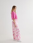 Whistle Swirl Print Tie Waist Printed Culotte, Pink & White product photo View 03 S