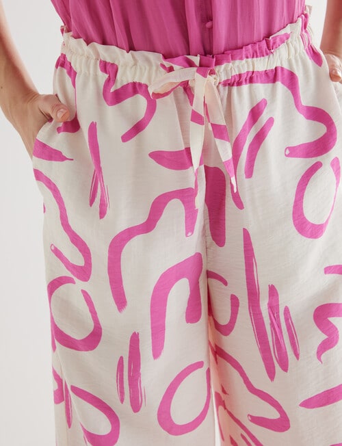 Whistle Swirl Print Tie Waist Printed Culotte, Pink & White product photo View 04 L