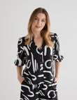 Whistle Swirl Print 3/4 Shirt, Black product photo