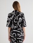 Whistle Swirl Print 3/4 Shirt, Black product photo View 02 S