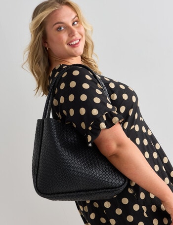 Whistle Accessories Textured Pattern Shopper Bag, Black product photo