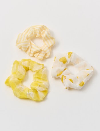 Mac & Ellie Hair Scrunchies Set, 3-Piece, Lemon product photo