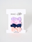 Mac & Ellie Ribbon Bow Hair Clips, 4-Pack, Purple, Pink, Navy & Peach product photo View 02 S