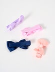 Mac & Ellie Ribbon Bow Hair Clips, 4-Pack, Purple, Pink, Navy & Peach product photo View 03 S