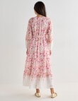 Whistle 3/4 Sleeve Vintage Floral Midi Dress, Pink product photo View 02 S