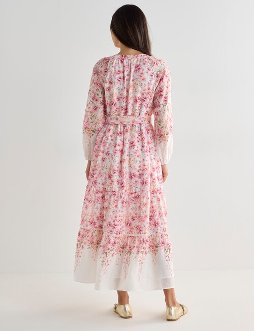 Whistle 3/4 Sleeve Vintage Floral Midi Dress, Pink product photo View 02 L