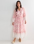 Whistle 3/4 Sleeve Vintage Floral Midi Dress, Pink product photo View 03 S