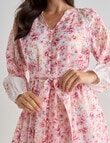 Whistle 3/4 Sleeve Vintage Floral Midi Dress, Pink product photo View 05 S