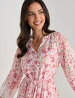 Whistle 3/4 Sleeve Vintage Floral Mini Dress, Pink product photo View 04 S