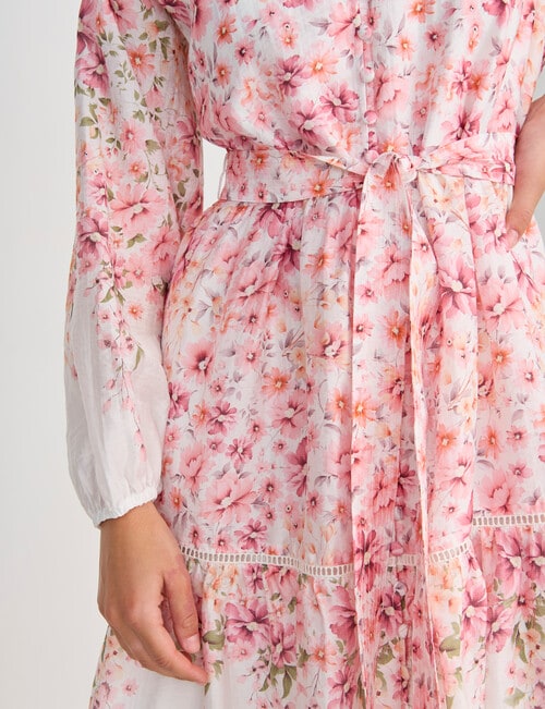 Whistle 3/4 Sleeve Vintage Floral Mini Dress, Pink product photo View 05 L