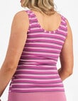 Jockey Woman Comfort Classics Cotton Singlet, Stripe Wisteria & Pink, 10-16 product photo View 03 S