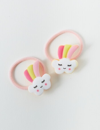 Mac & Ellie Clouds Hair Ties, 2-Piece, Pink product photo