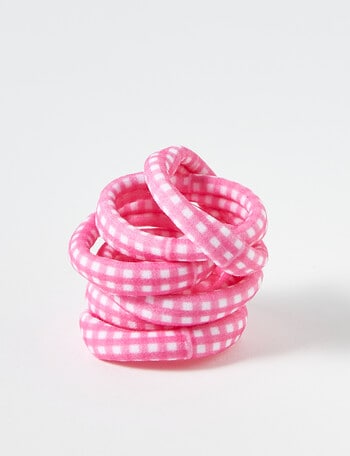 Mac & Ellie Gingham Candy Hair Ties, Pink product photo