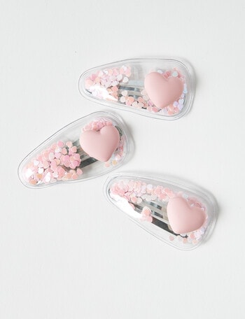 Mac & Ellie Funfetti Heart Clip, 3-Piece, Pink product photo