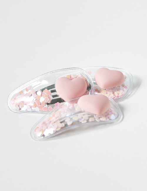 Mac & Ellie Funfetti Heart Clip, 3-Piece, Pink product photo View 02 L