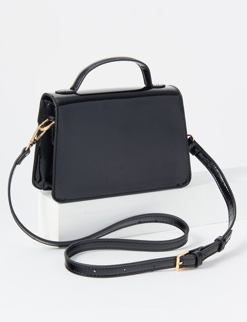 Whistle Accessories Patent Top Handle Crossbody Bag, Black product photo View 02 L