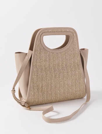 Boston + Bailey Woven Cut-Out Handle Shopper Bag, Taupe product photo