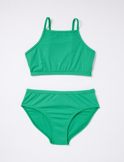 Wavetribe Harper Rib Bikini Swim Set, Green product photo