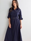 Whistle Classic 3/4 Sleeve Shirt Dress, Midnight product photo