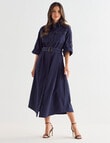 Whistle Classic 3/4 Sleeve Shirt Dress, Midnight product photo View 03 S