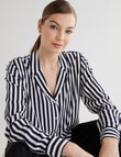 Whistle Stripe Long Sleeve Shirt, Navy & White product photo