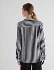 Whistle Stripe Long Sleeve Shirt, Navy & White product photo View 02 S