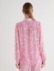 Whistle Tile Print Long Sleeve Fashion Blouse, Pink product photo View 02 S