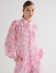 Whistle Tile Print Long Sleeve Fashion Blouse, Pink product photo View 04 S