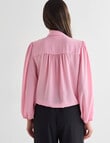 Whistle Tie Front 3/4 Sleeve Blouse, Marshmallow Pink product photo View 02 S