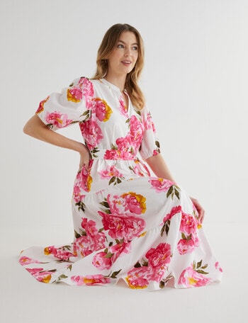 Whistle Floral Cotton Poplin Print Dress, Pink & White product photo