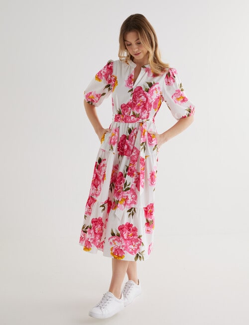 Whistle Floral Cotton Poplin Print Dress, Pink & White product photo View 03 L