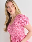 Whistle Short Sleeve V-Neck Shirred Midi Dress, Pink product photo View 04 S