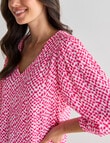 Whistle V-Neck Top, Pink Multi product photo View 04 S