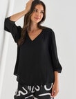 Whistle V-Neck Top, Black product photo