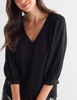 Whistle V-Neck Top, Black product photo View 04 S