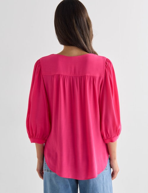 Whistle V-Neck Top, Hot Pink product photo View 02 L