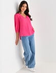 Whistle V-Neck Top, Hot Pink product photo View 05 S