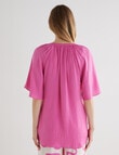 Whistle Satin Button Through V-Neck Top, Fuchsia product photo View 02 S