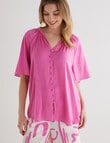 Whistle Satin Button Through V-Neck Top, Fuchsia product photo View 04 S