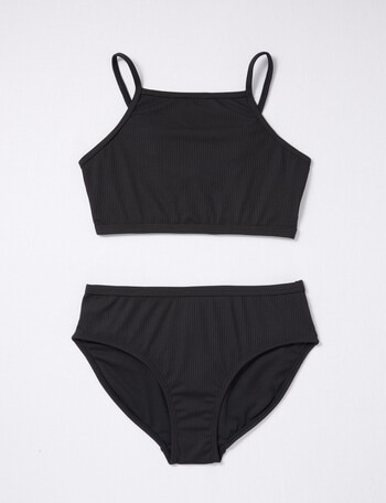 Wavetribe Harper Rib Bikini Swim Set, Black product photo