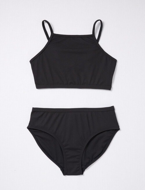 Wavetribe Harper Rib Bikini Swim Set, Black product photo