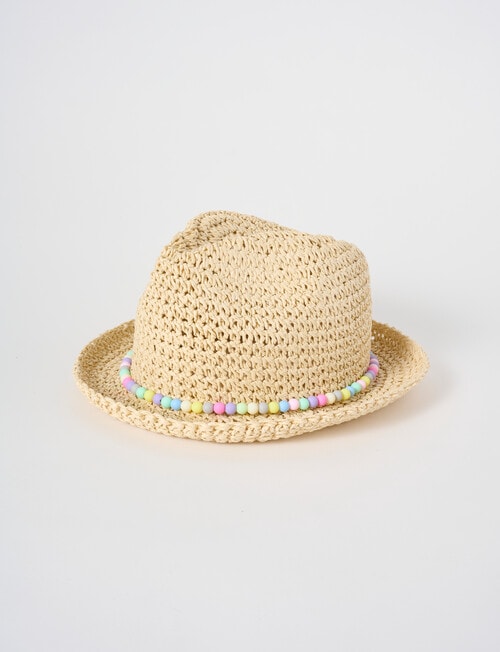 Switch Beaded Woven Fedora Hat, Natural product photo