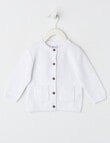 Teeny Weeny Knit Crew Neck Cardigan, White product photo