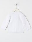 Teeny Weeny Knit Crew Neck Cardigan, White product photo View 02 S