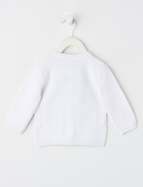 Teeny Weeny Knit Crew Neck Cardigan, White product photo View 02 L