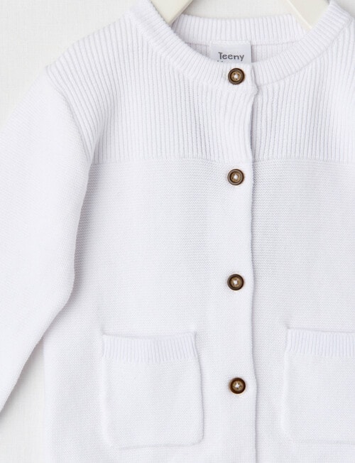 Teeny Weeny Knit Crew Neck Cardigan, White product photo View 03 L