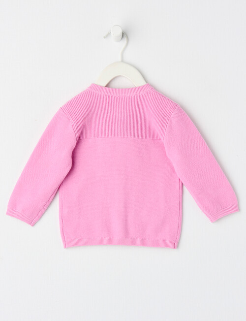 Teeny Weeny Knit Crew Neck Cardigan, Barbie Pink product photo View 02 L